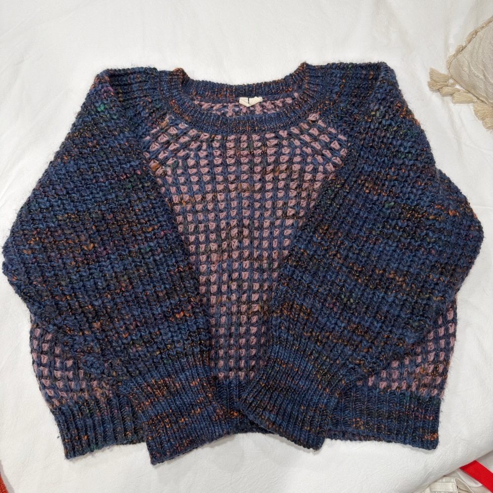 Moth Blue and Pink Knit Sweater